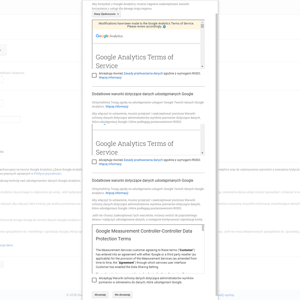 Rejestracja w Google Analytics, krok 3