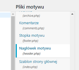 Nagł&oacute;wek motywu w WordPress, edytowanie header.php