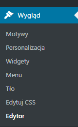 Kokpit WordPress, Wygląd -> Edytor
