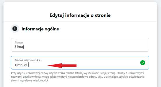 Wprowadzanie nazwy użytkownika na Facebook